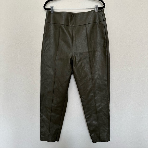 NWT line and dot Kiara Faux Leather Pant in Olive zip ankle pull on size L large - Picture 1 of 4